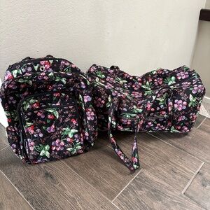 Vera Bradley / Campus Tech Backpack & Weekender Travel Bag Set in Winter Berry